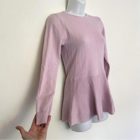 CHIC ME Cut out Back Bow Detail Peplum Knit top Lavender Pink S-M NWOT - Picture 5 of 11